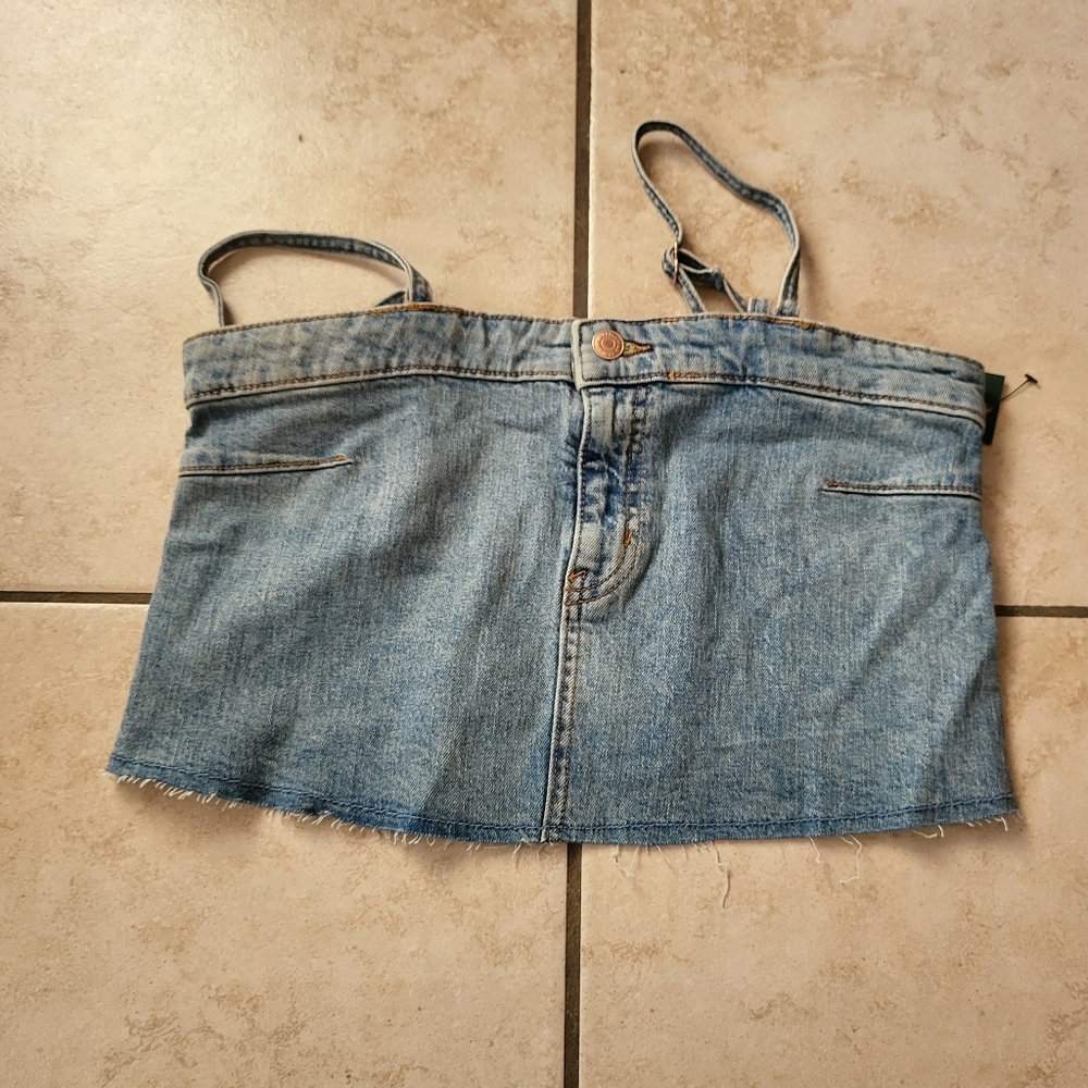 Wild Fable Cropped Jean Top Small